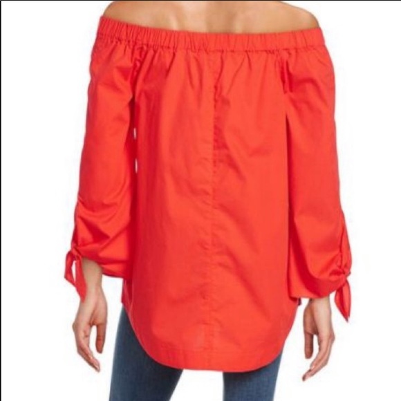Free People Red Off The Shoulder Sleeve Blouse - Picture 12 of 12